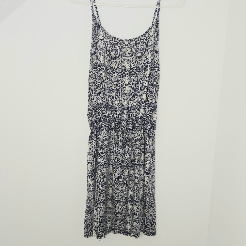 India Boutique Snakeskin Print Elastic Waist Sundress Blue White OS